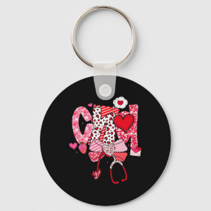 Happy Valentine Cna Nurse Coquette Bow Heart Girl Keychain