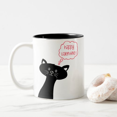 Happy Valentine Cute Black Cat Mug