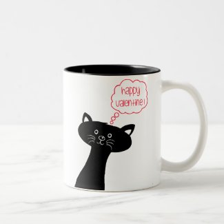 Happy Valentine! Cute Black Cat Mug