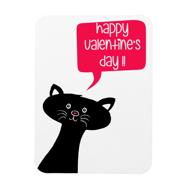 Happy Valentine! Cute Black Cat Photo Magnet