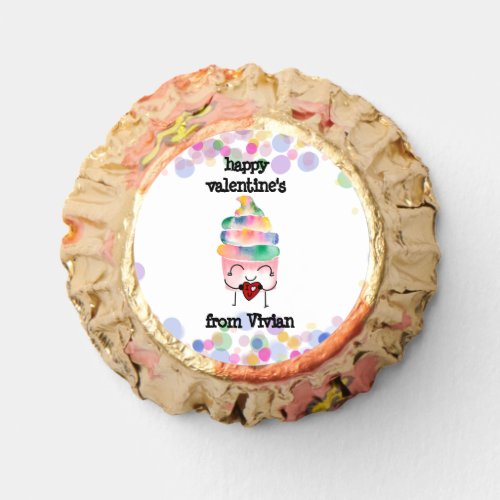 Happy Valentine cute rainbow cupcake candy sticker