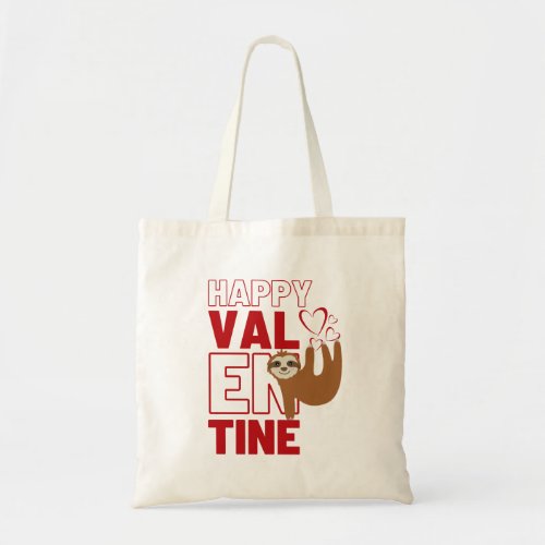 Happy Valentine Cute Sloth Heart Natural  Tote Bag