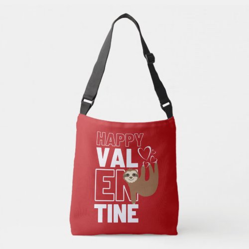 Happy Valentine Cute Sloth Heart Red Crossbody Bag