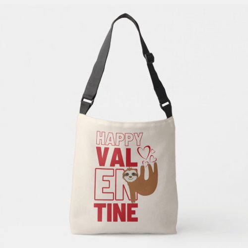 Happy Valentine Cute Sloth Heart Vanilla  Crossbody Bag
