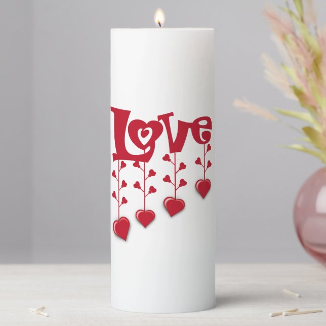 HAPPY VALENTINE DAY 2024 LOVE RED HEART PILLAR CANDLE (In Situ)