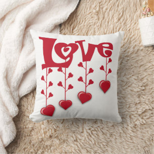 HAPPY VALENTINE DAY 2024 LOVE RED HEART THROW PILLOW