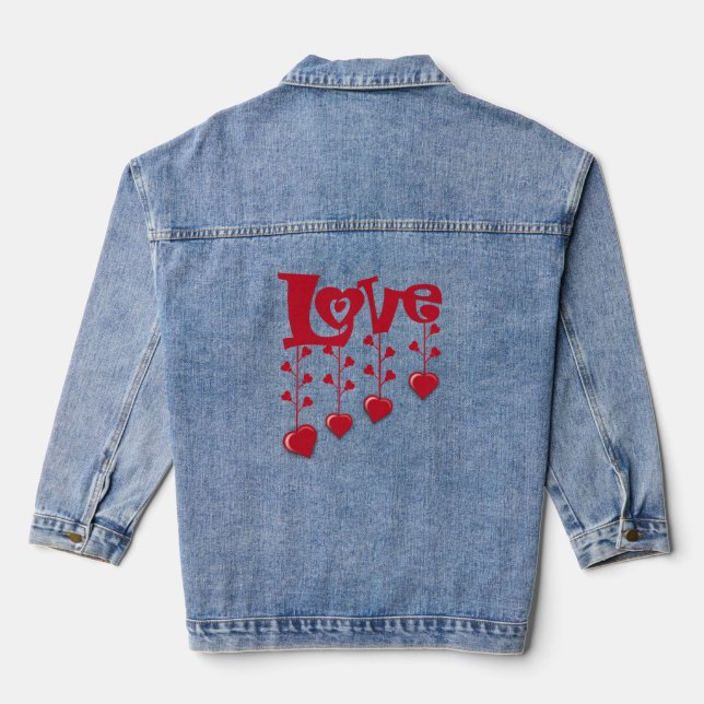 HAPPY VALENTINE DAY 2026 LOVE RED HEART DENIM JACKET (Back)