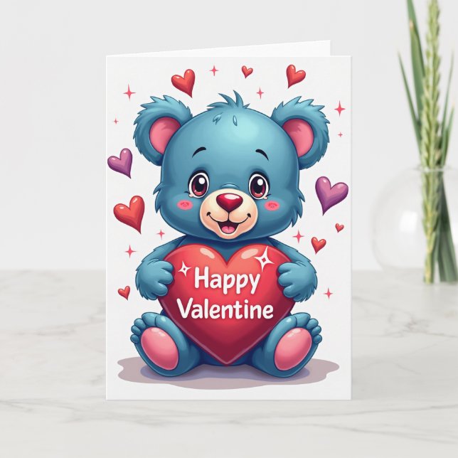 Happy Valentine Day Bear Card (Front)