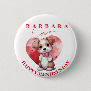 Happy valentine day cute dog personalized button