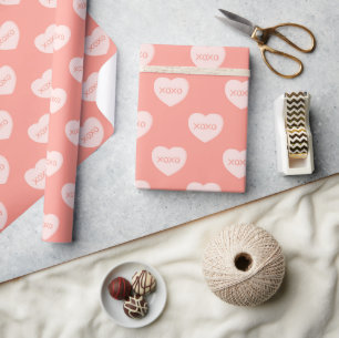 Happy valentine day Cute Pink hearts XOXO Wrapping Paper