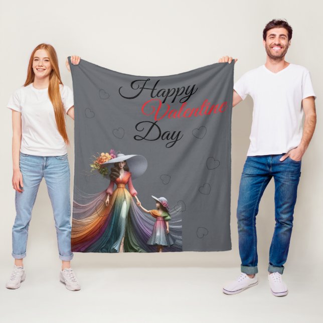 Happy Valentine Day Fleece Blanket (In Situ)