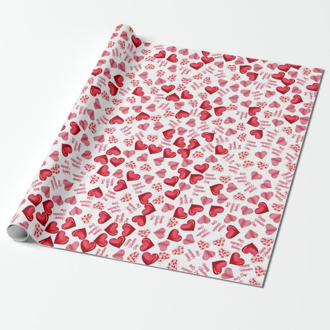 Happy Valentine Day Funny Gift Wrapping Paper (Unrolled)