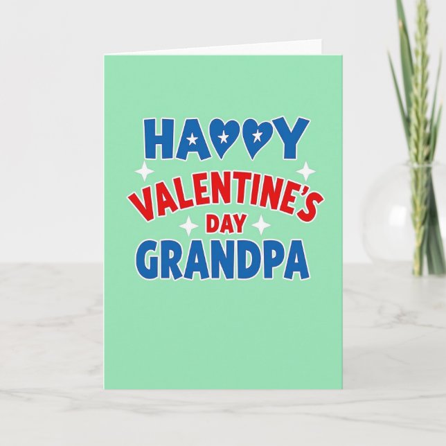 Happy Valentine Day Grandpa Stars Card (Front)