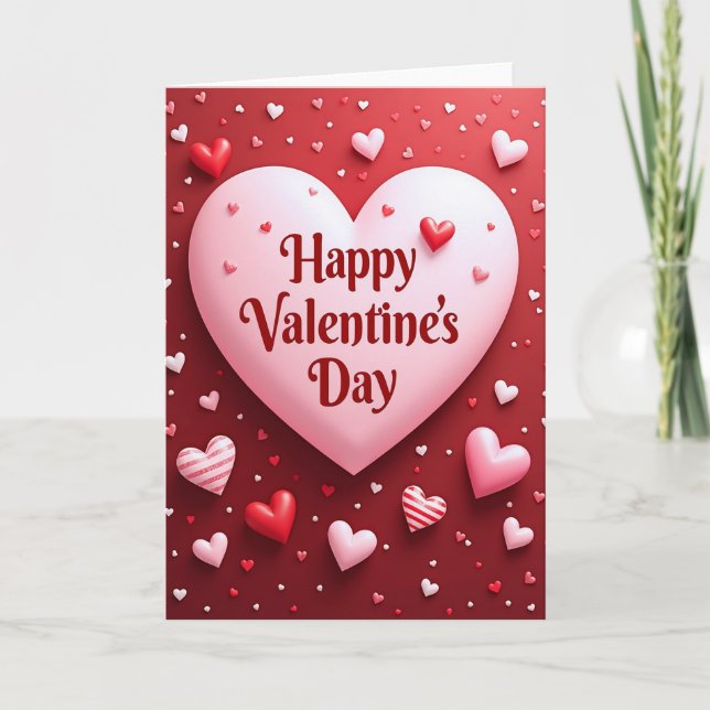 Happy Valentine Day Love Hearts Card (Front)