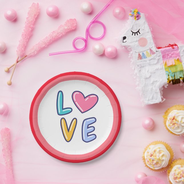 Happy Valentine Day Paper Plates (Party)