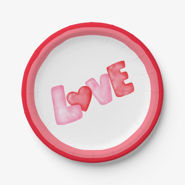 Happy Valentine Day Paper Plates (Front)