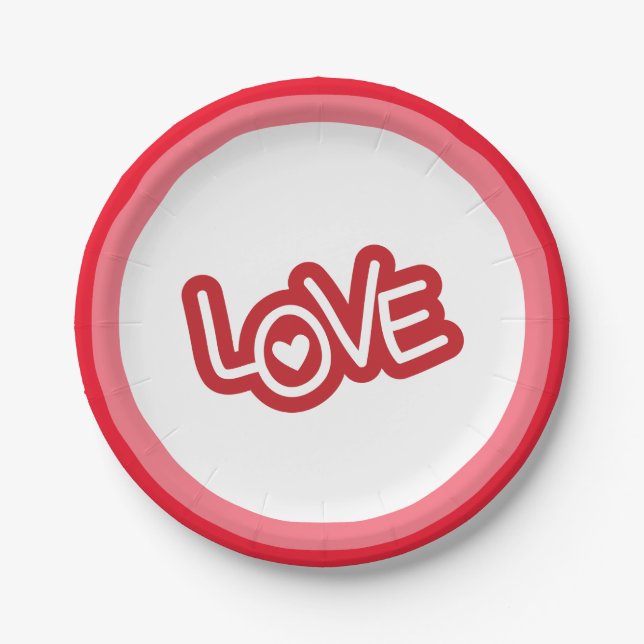 Happy Valentine Day Paper Plates (Front)