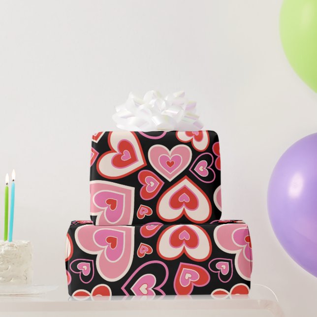 Happy valentine day retro heart Wrapping Paper (Party Gifts)