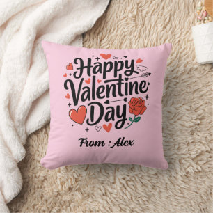Happy Valentine day romantic rose heart on white Throw Pillow