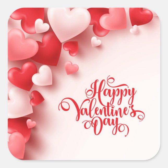 happy Valentine Day Square Sticker (Front)