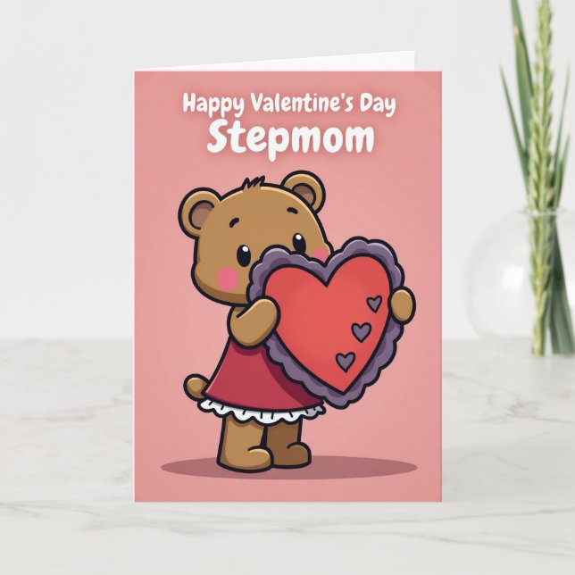 Happy Valentine Day Stepmom Bear Card (Front)