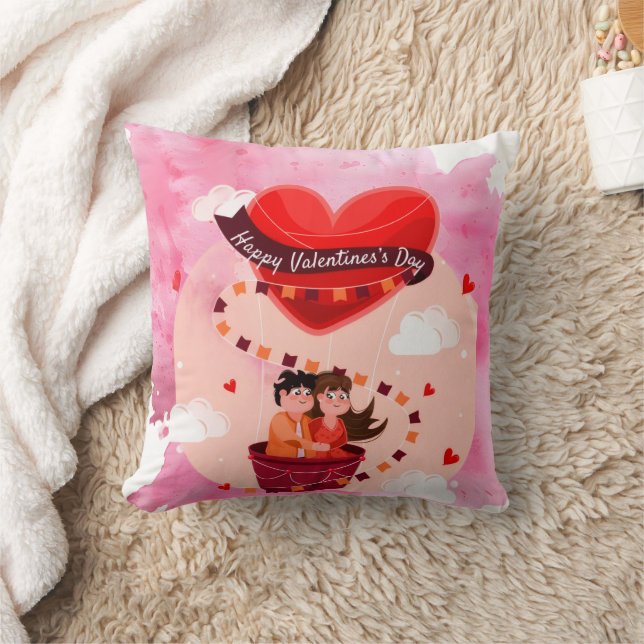 Happy Valentine Day Throw Pillow (Blanket)