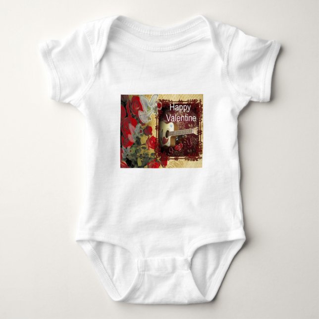 Happy Valentine day Tunes in my heart Baby Bodysuit (Front)