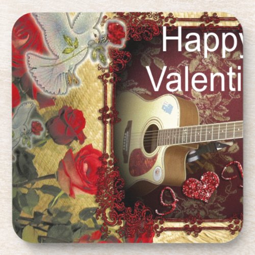 Happy Valentine day Tunes in my heart Beverage Coaster