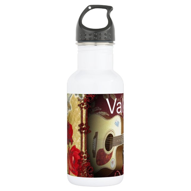 Happy Valentine day Tunes in my heart Water Bottle (Front)