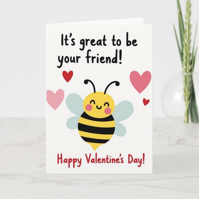 Happy Valentine Friend Bee Card (Front)