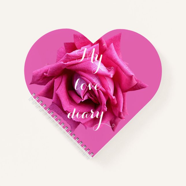 Happy Valentine gift pretty hot pink rose floral  Notebook (Front)