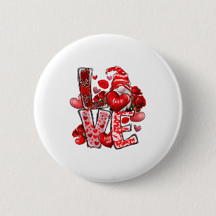 Happy Valentine Gnome Heart Valentine's Day Couple Button