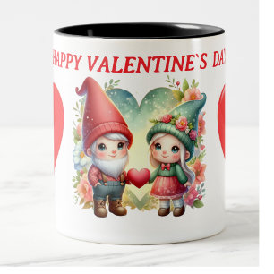happy valentine gnome photo Two-Tone coffee mug