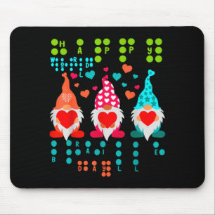 Happy Valentine Gnomes Braille Love – Cute Heart G Mouse Pad
