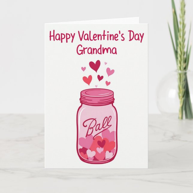 Happy Valentine Grandma Hearts Card (Front)
