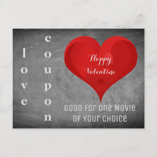 Happy Valentine Heart Chalkboard Love Coupon Holiday Postcard