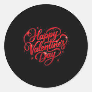 Happy Valentine Heart Design Romantic Love For Cou Classic Round Sticker