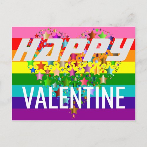 Happy Valentine Heart LGBT Rainbow Flag Holiday Postcard