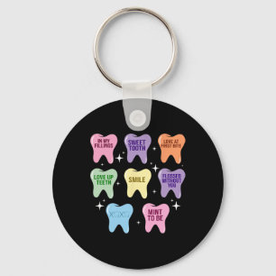 Happy Valentine Heart Teeth Dentist Dental Hygieni Keychain