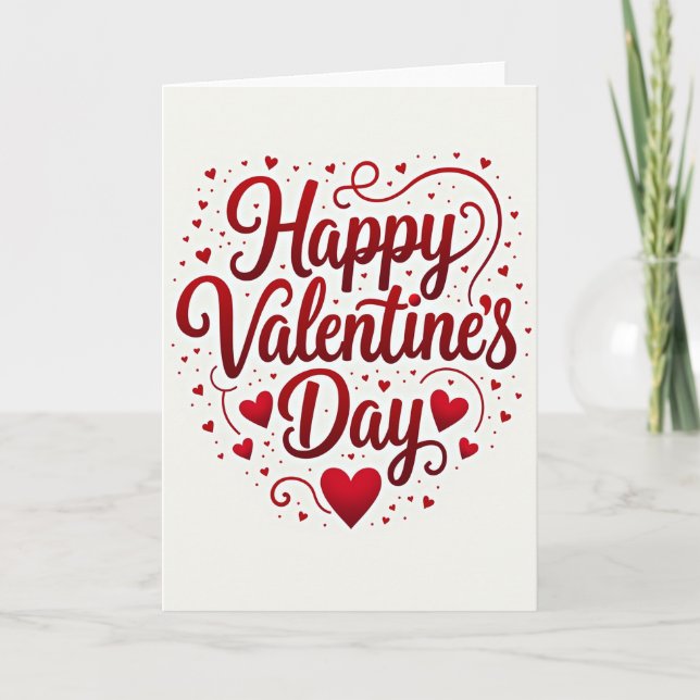 Happy Valentine Hearts Glossy Card (Front)