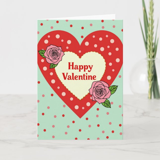 Happy Valentine Hearts Rose Card (Front)