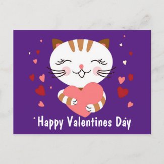 Happy Valentine Kitty Kat Postcard