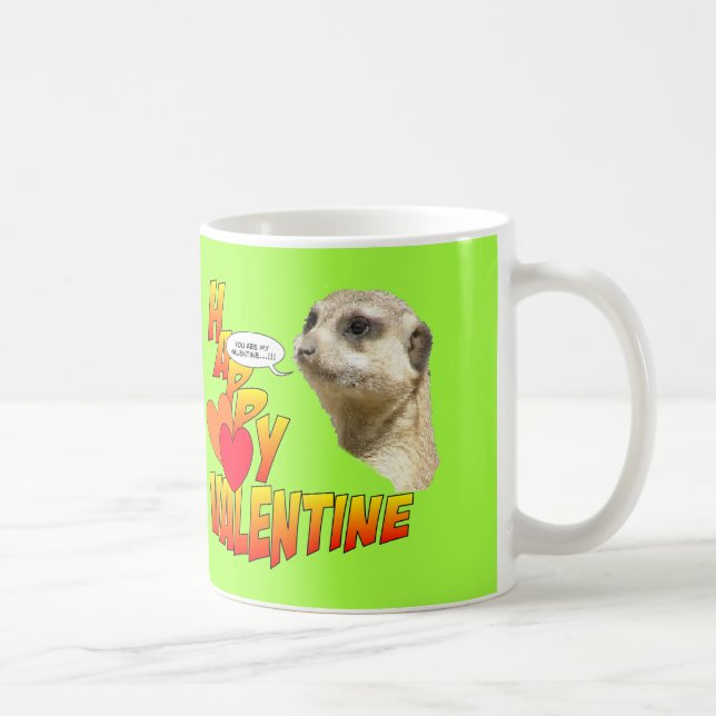 Happy Valentine Meerkat Cust. Mug two hearts (Right)