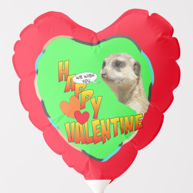 Happy Valentine Meerkat Heart Balloon (Front)