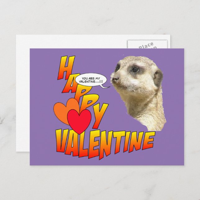 Happy Valentine Meerkat Postcard Customizable (Front/Back)