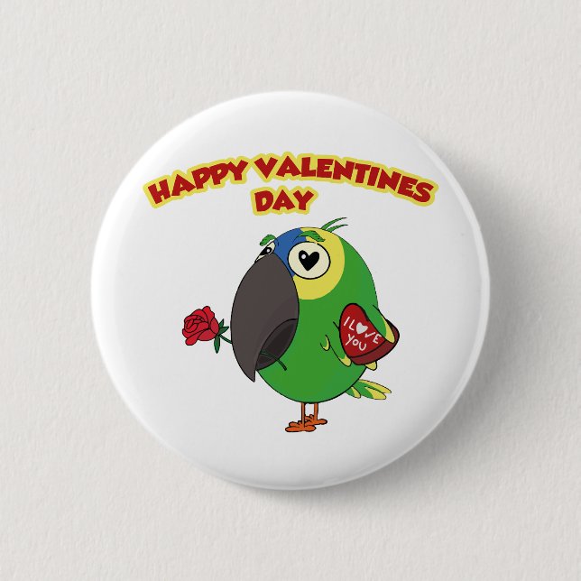 happy valentine parrot button (Front)