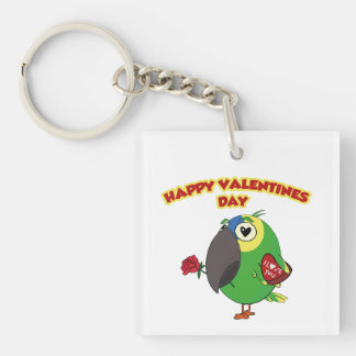 happy valentine parrot keychain