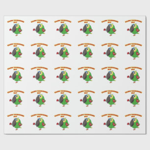 happy valentine parrot wrapping paper