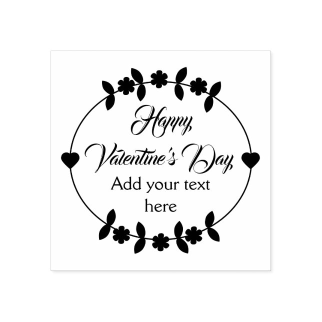 Happy Valentine Personalized Rubber Stamp (Imprint)