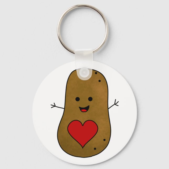 Happy Valentine Potato, Love and Hearts Keychain (Front)